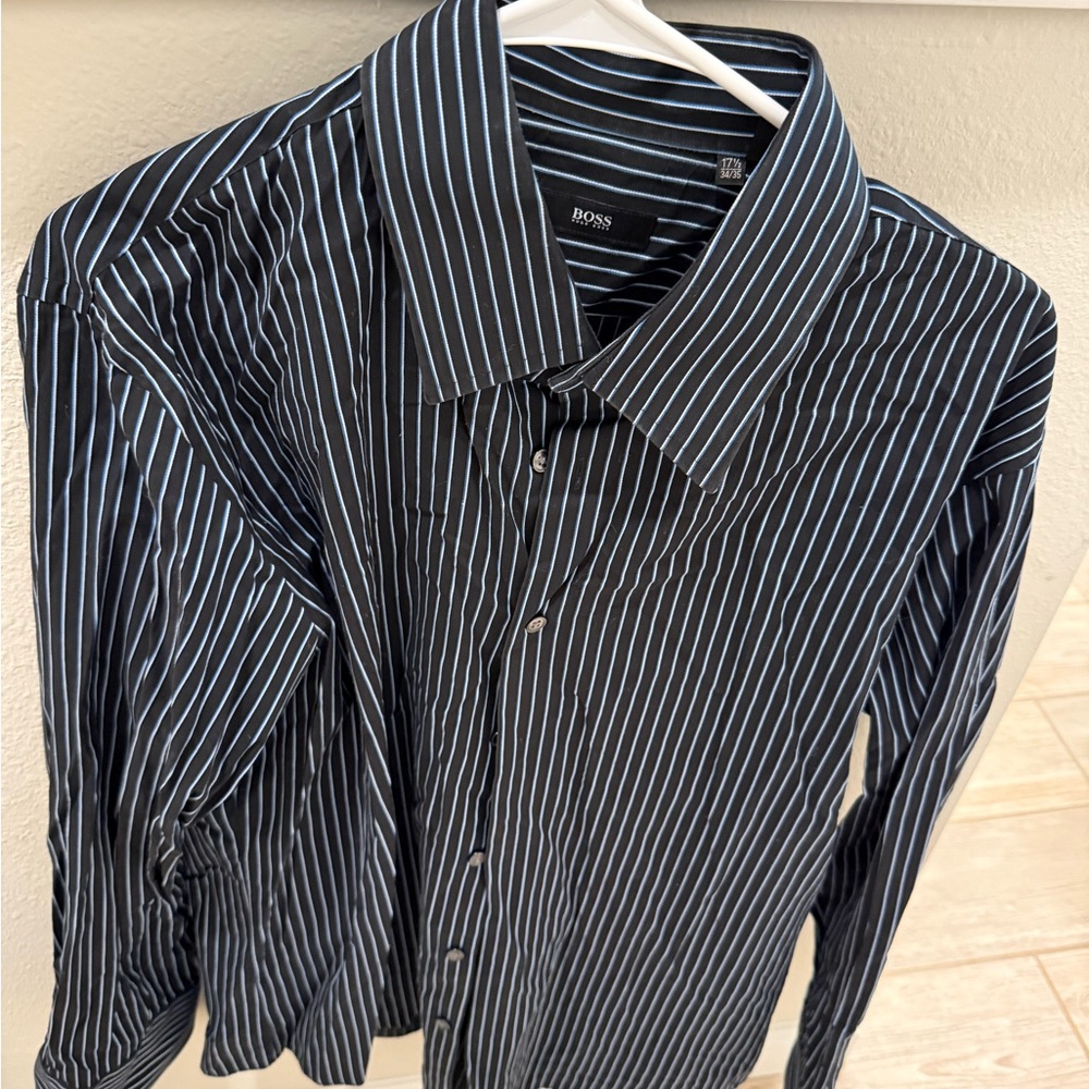 Boss Men's Dark Striped Dress Shirt